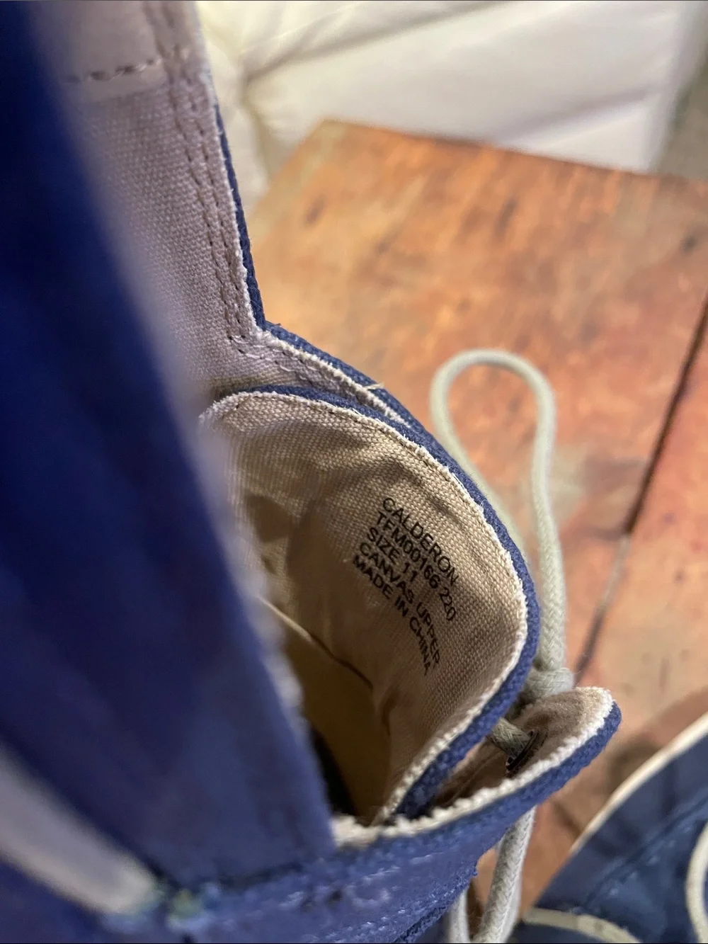 Tommy Bahama Navy Canvas Boat Shoes with Tan Laces